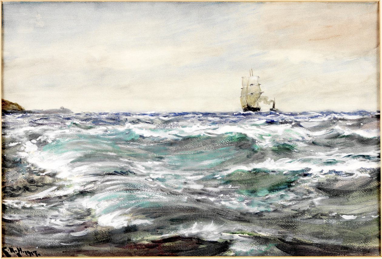Drsná voda na tyči (akvarel a tělová barva na papíře) od Charles Napier Hemy
