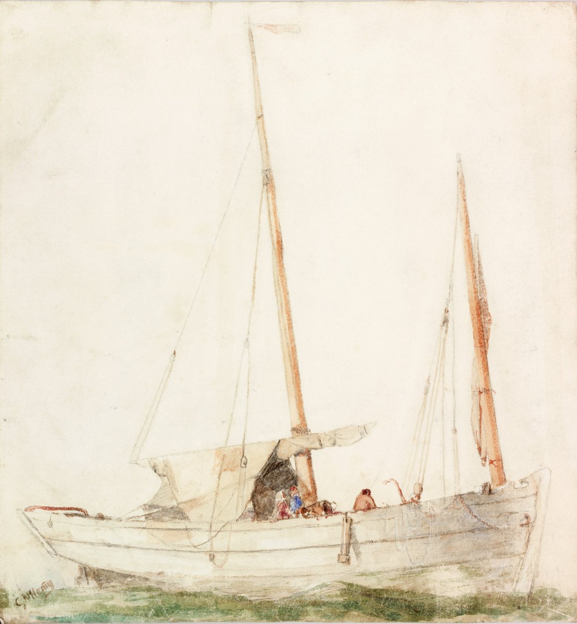 Plachetnice (tužka a akvarel na papíře) od Charles Napier Hemy