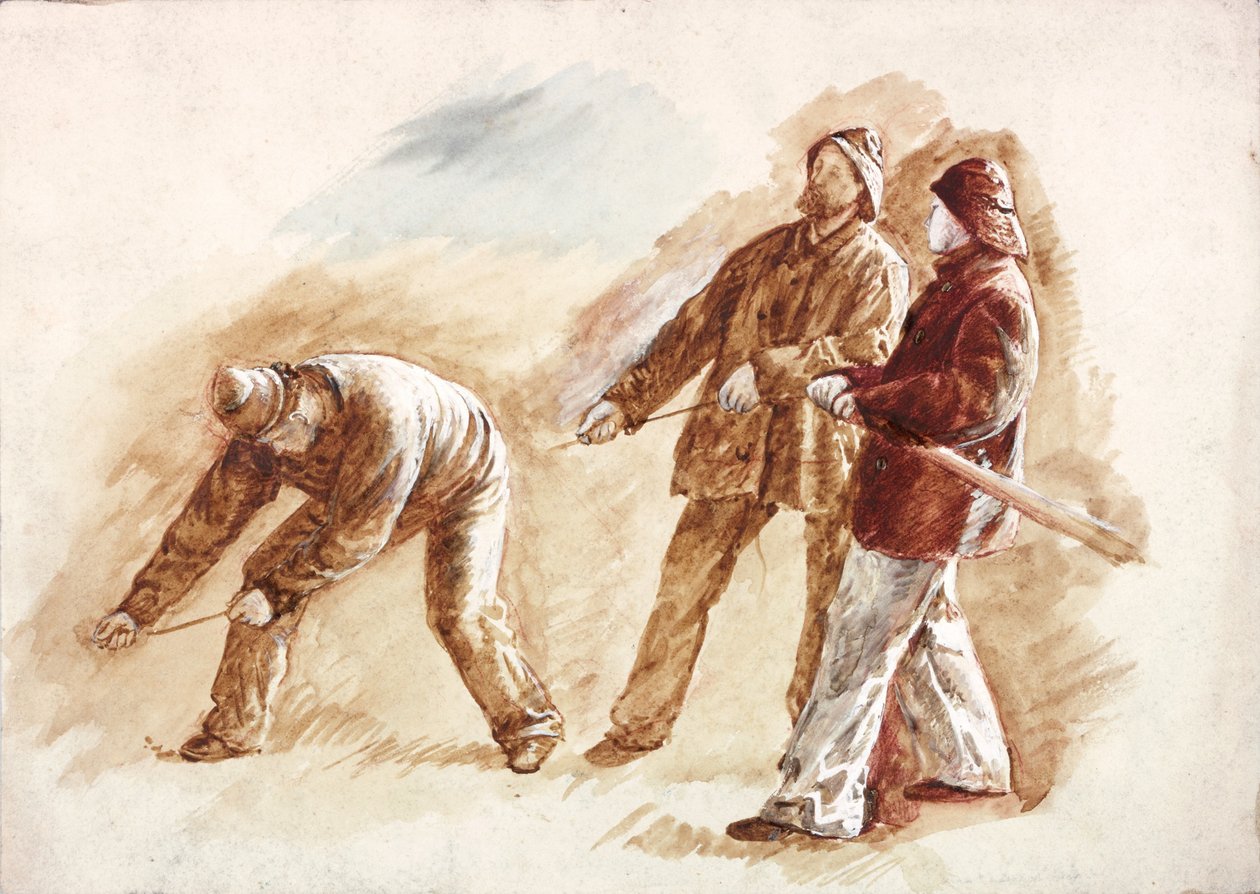 Studie rybářů při práci (bodycolor a akvarel na papíře) od Charles Napier Hemy