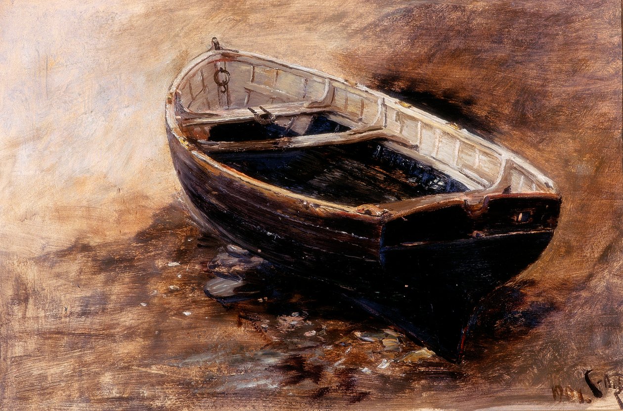 Studie člunu, 1901 (olej na papíře) od Charles Napier Hemy