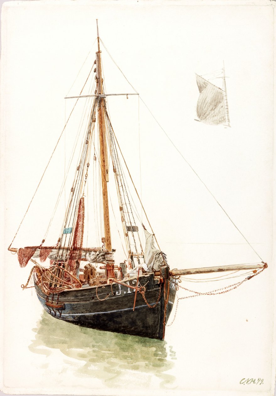 Studie rybářského člunu (barva těla) od Charles Napier Hemy
