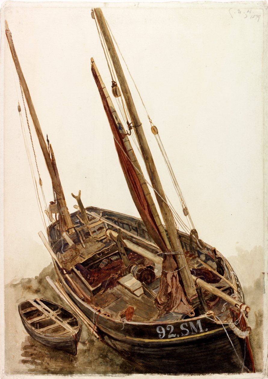 Studie rybářské lodi a člunu (tělová barva) od Charles Napier Hemy