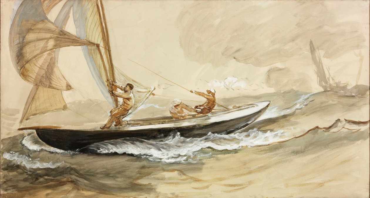 Studie závodní jachty (barva karoserie a akvarel na papíře) od Charles Napier Hemy