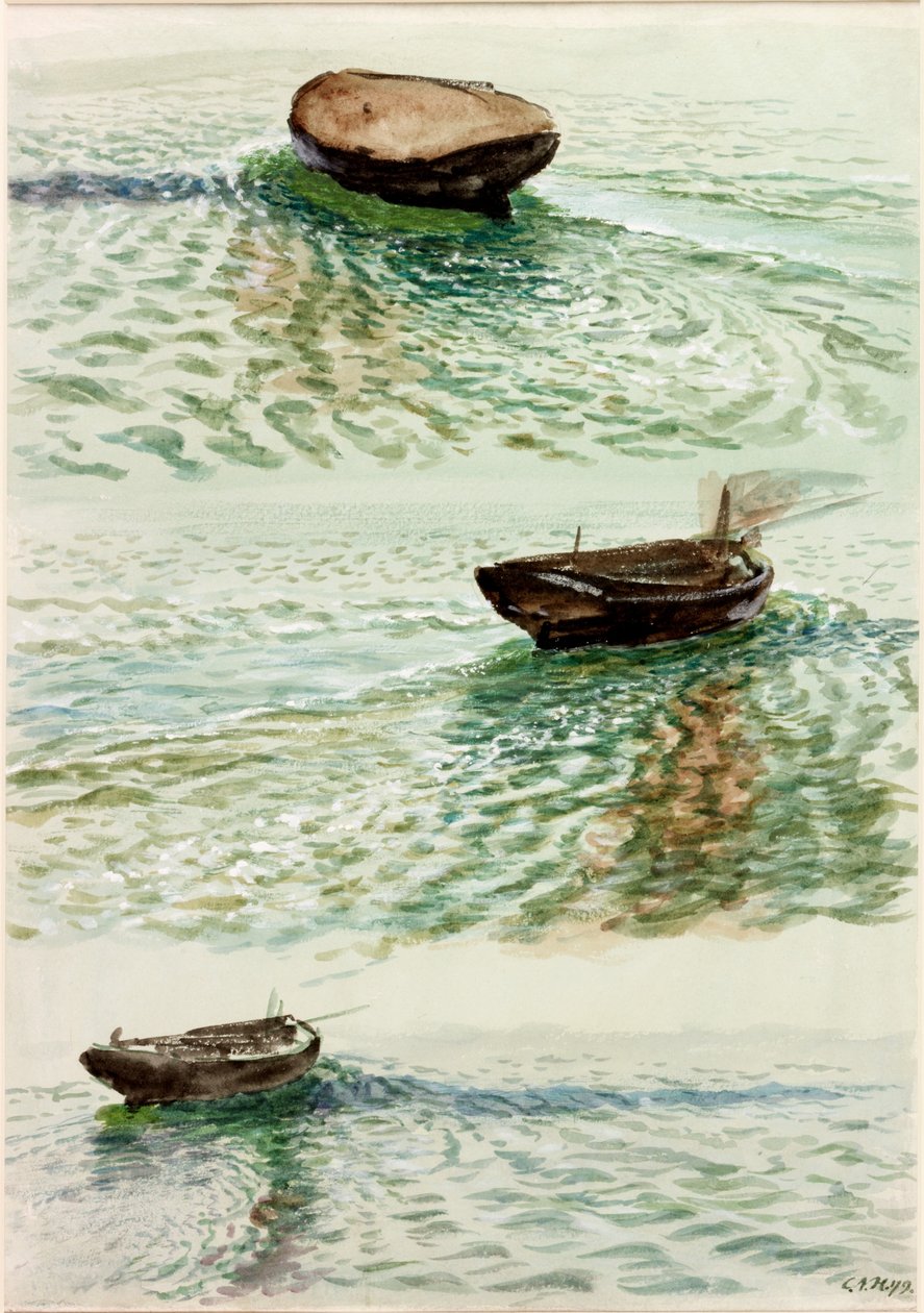 Tři čluny (akvarel na papíře) od Charles Napier Hemy
