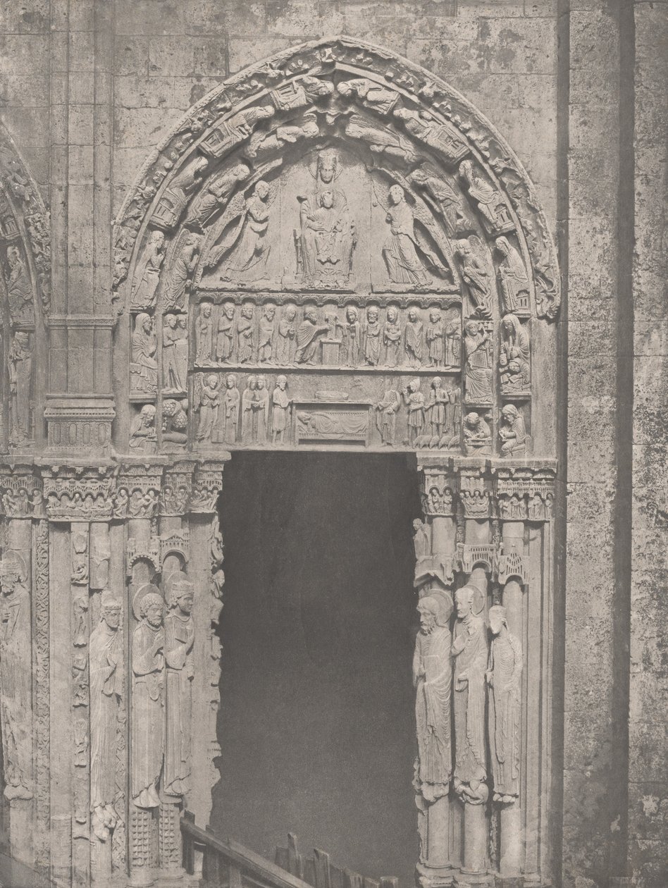 Katedrála v Chartres, West Side, Right Side Door, XII Century (Chartres Cathedral, West Side, Right Side Door, XII Century) od Charles Nègre