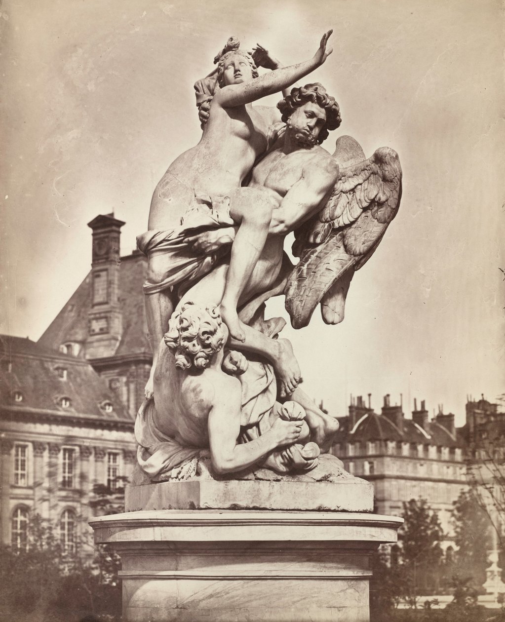 Socha des Tuileries: G. Marsy a A. Flamen: Boreas unášející Orythii, 1859 (foto) od Charles Nègre