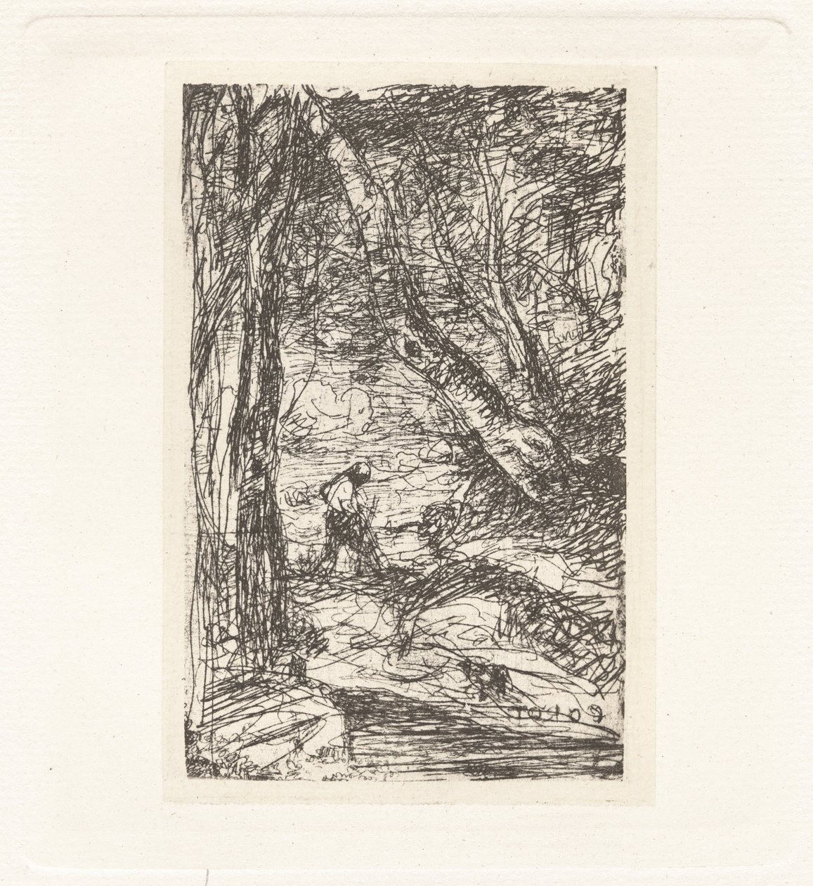 Talíř XI – Dřevorubec (Platík XI – Dřevorubec) od Charles Nègre, Jean Baptiste Camille Corot, André Jammes