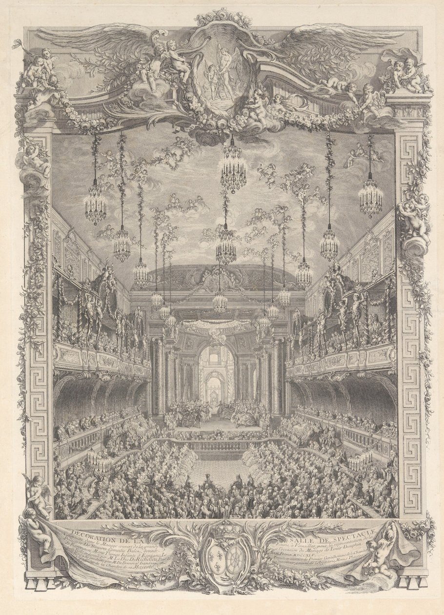 Výzdoba hlediště postaveného ve Versailles pro představení ..., ca. 1745. od Charles Nicolas Cochin