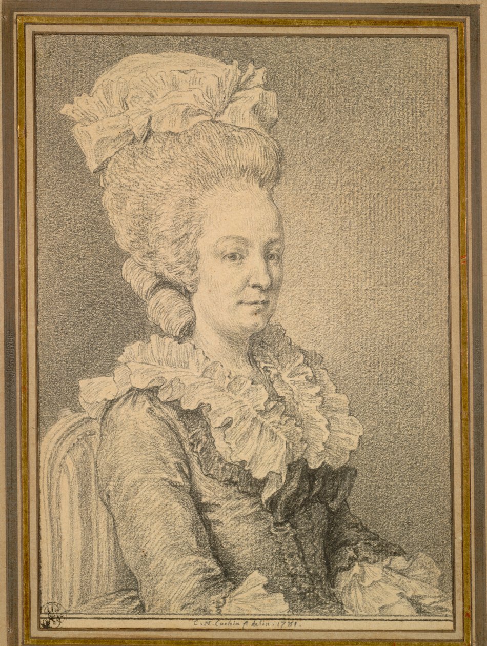 Polodlouhý portrét sedící ženy od Charles Nicolas Cochin