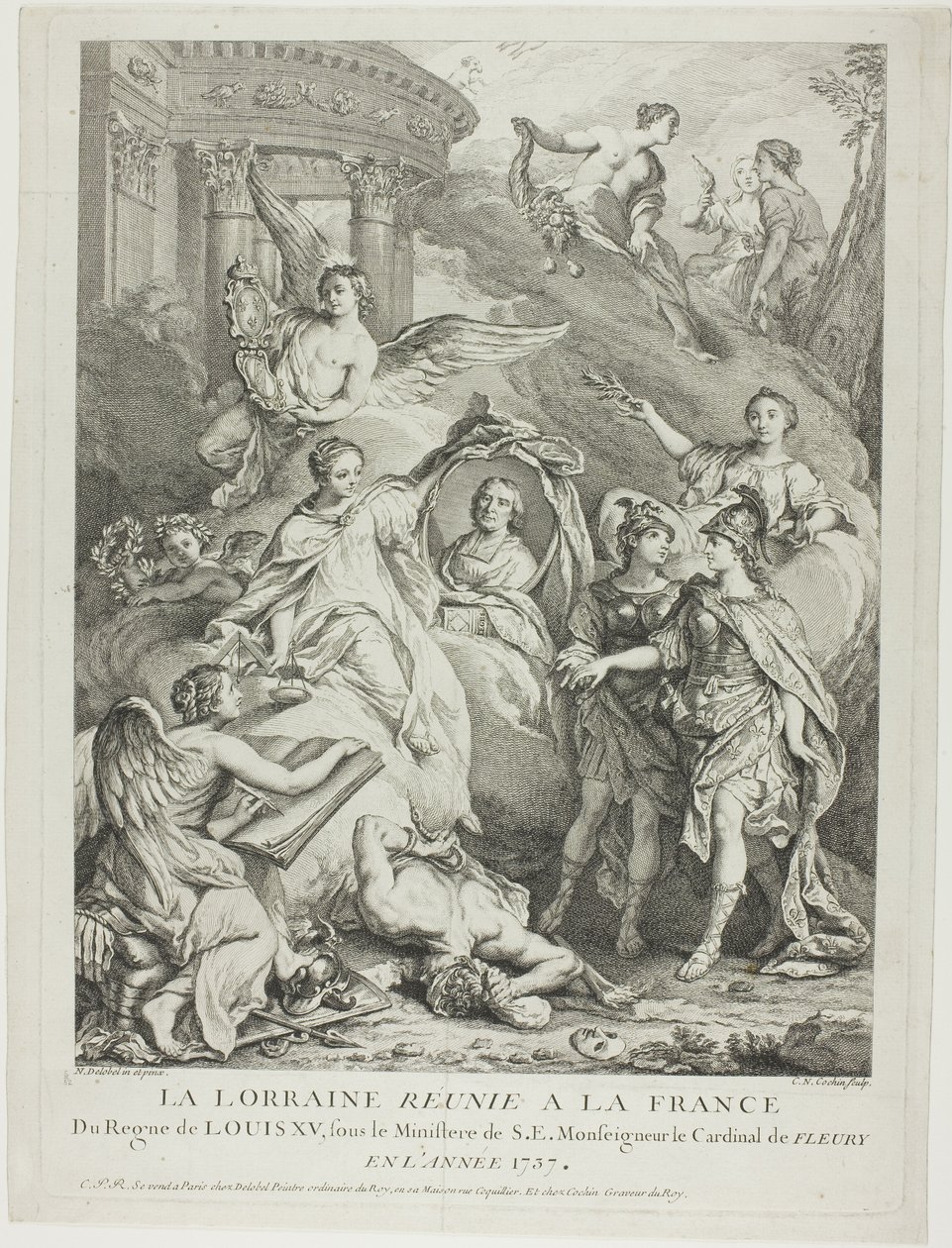 La Lorraine reunie a la France (Lotrinsko znovu sjednocené s Francií) od Charles Nicolas Cochin I