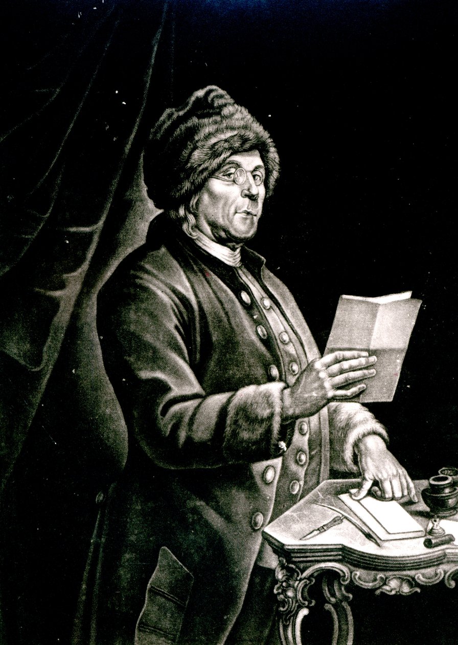 Portrét Benjamina Franklina, 1777 (litho) (černobílá fotografie) od Charles Nicolas II Cochin