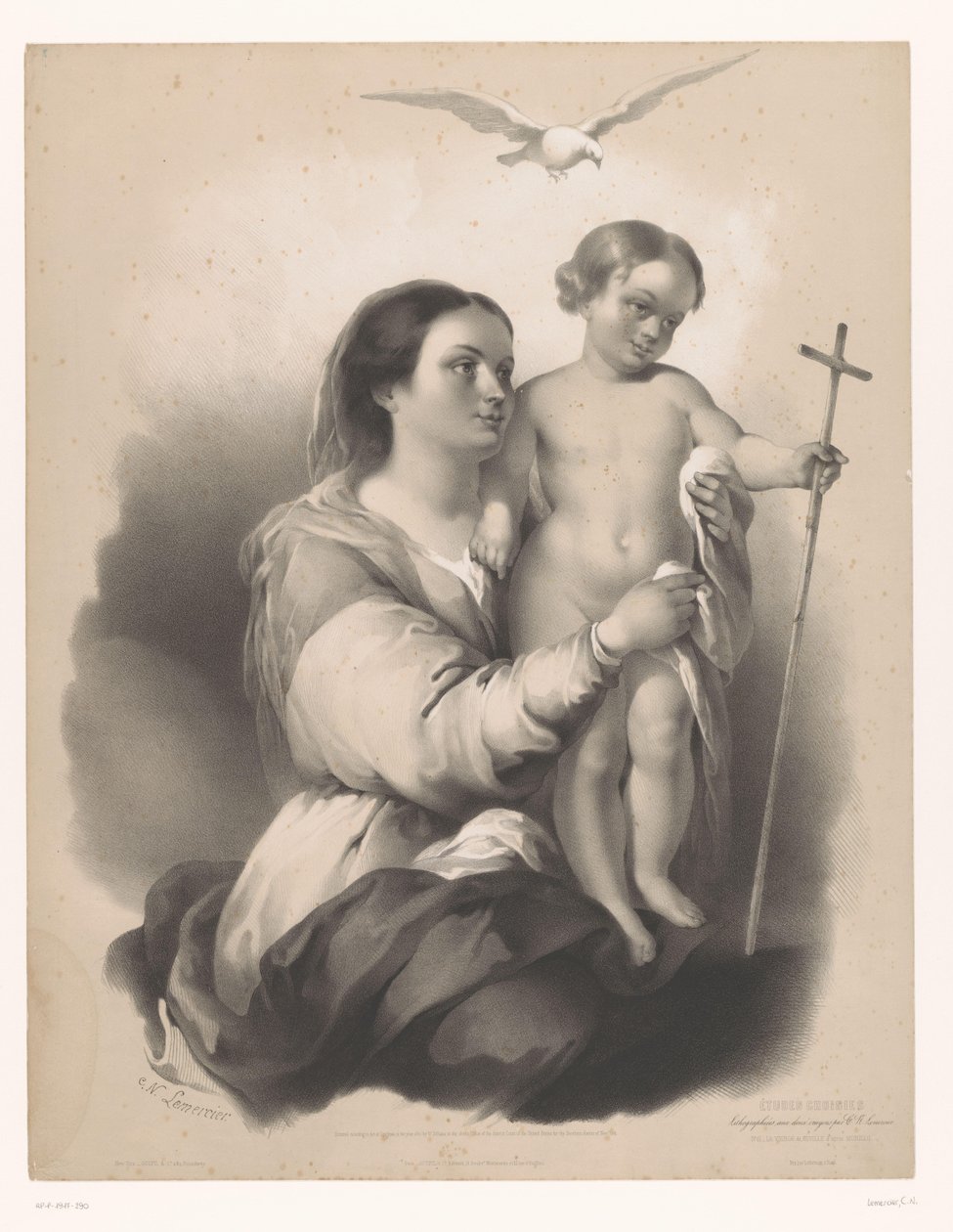 Madonna se stojícím dítětem na klíně La Vierge de Seville (název na objektu) Studie vybraných umělců (název série) Etudes choisies (název série na objektu) od Charles Nicolas Lemercier