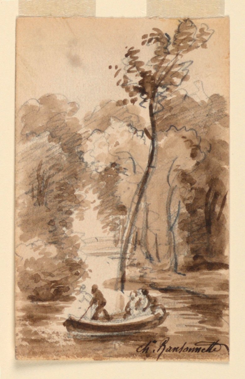 Potok v lese od Charles Nicolas Ransonnette