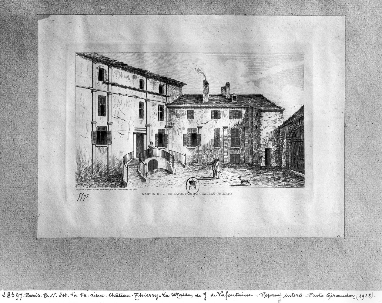 Dům Jeana de La Fontaina (1621-95) v Chateau-Thierry, 1838 od Charles Nicolas Ransonnette