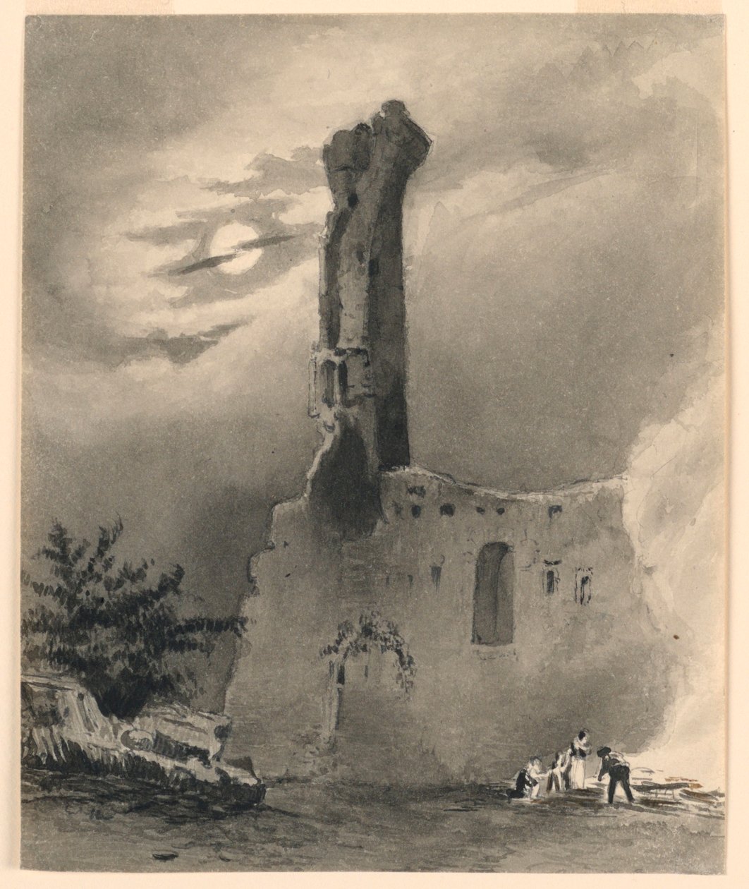Zřícenina středověkého hradu od Charles Nicolas Ransonnette