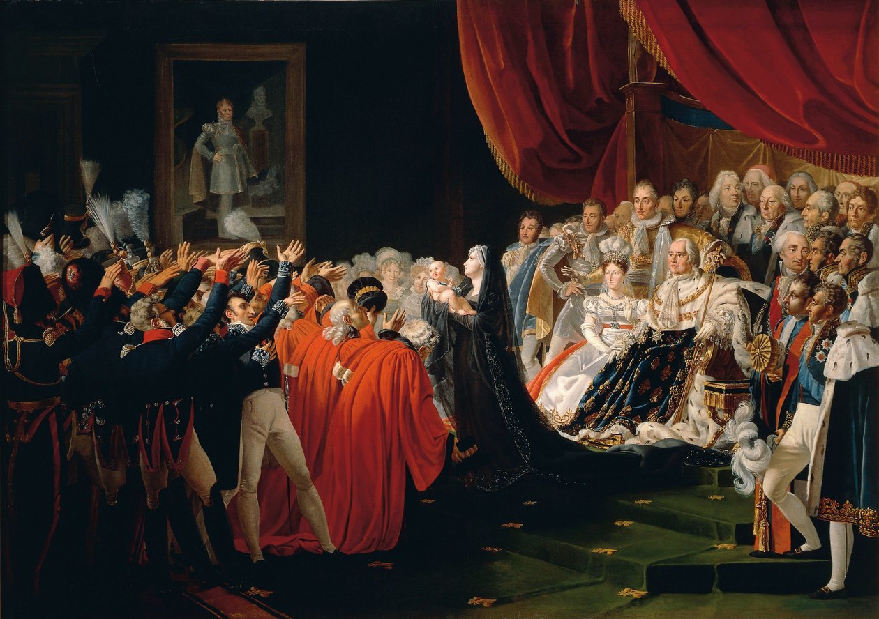 Francie, Versailles, Vévodkyně z Berry představuje vévodu z Bordeaux divákům od Charles Nicolas Raphael Lafond