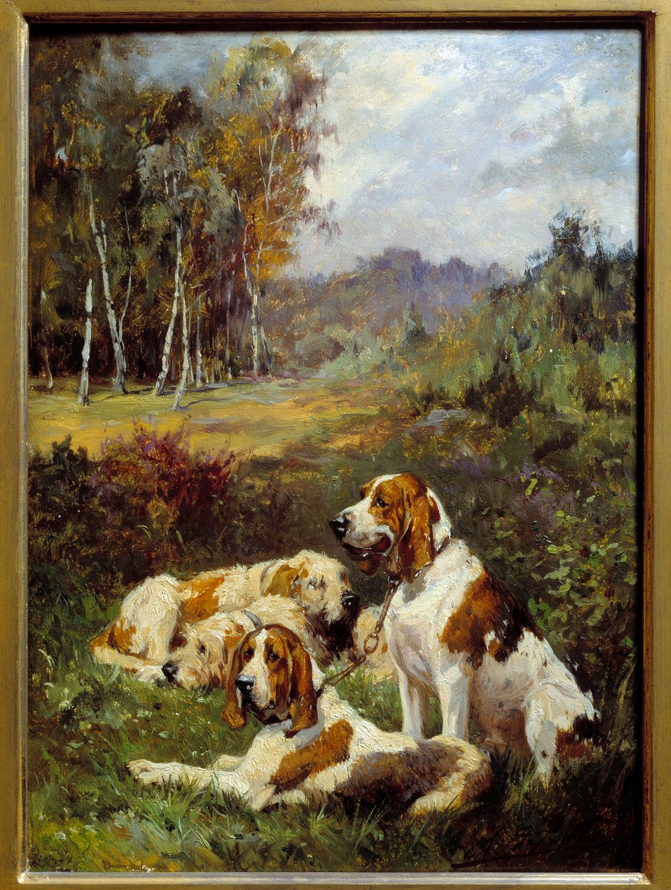Čtyři lovečtí psi. Obraz Charles Olivier De Penne (1831-1897) od Charles Oliver de Penne