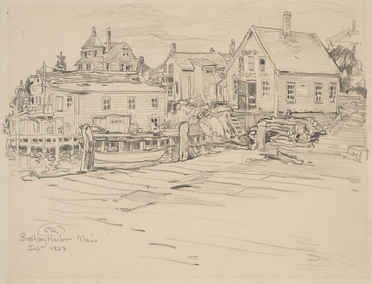 Boothbay Harbor, Maine, 1923 (grafit na papíře) od Charles P. Reiffel