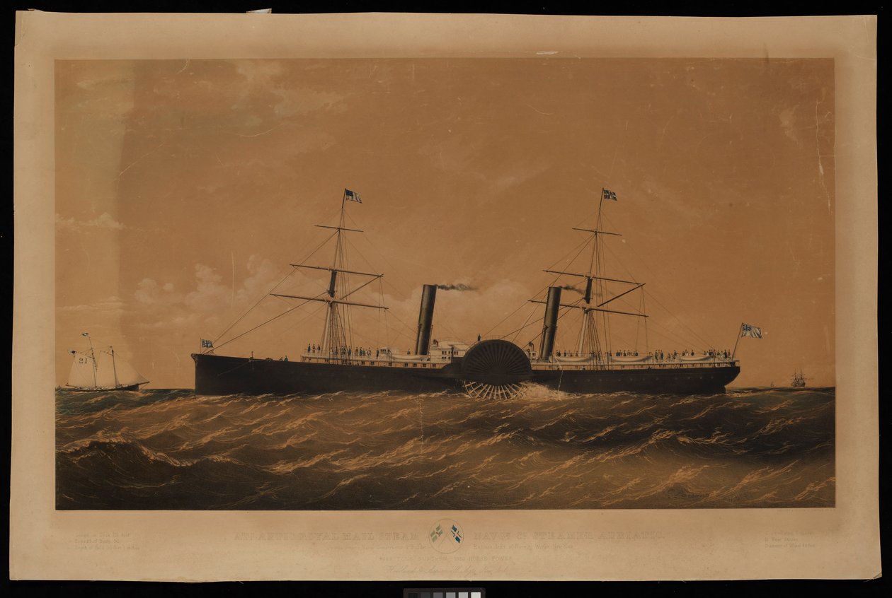 Atlantic Royal Mail Steam Navgn. Co. Steamer Adriatic... (litografie, podlepená plátnem) od Charles Parsons
