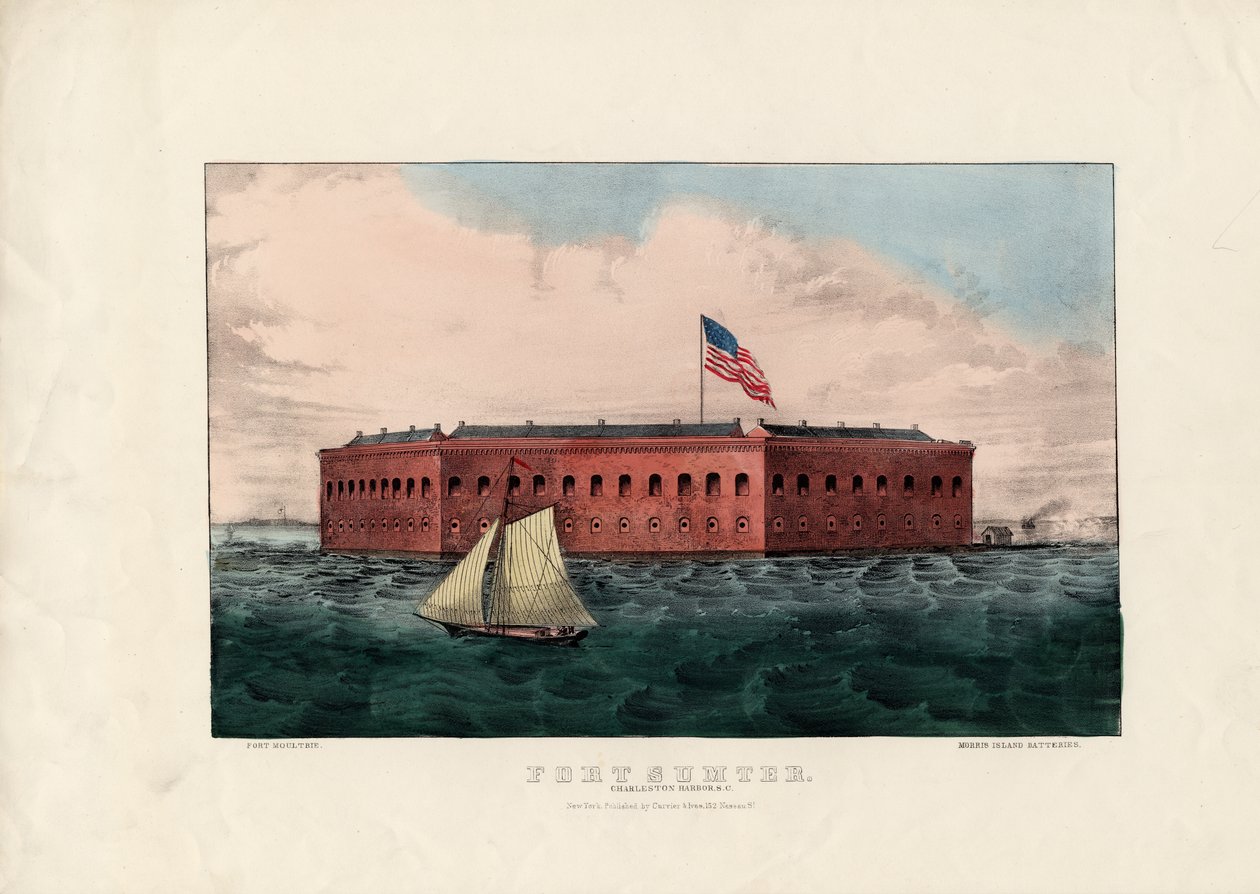 Fort Sumter: Charleston Harbor, S.C., hospoda. od Currier und Ives, kolem roku 1861 od Charles Parsons