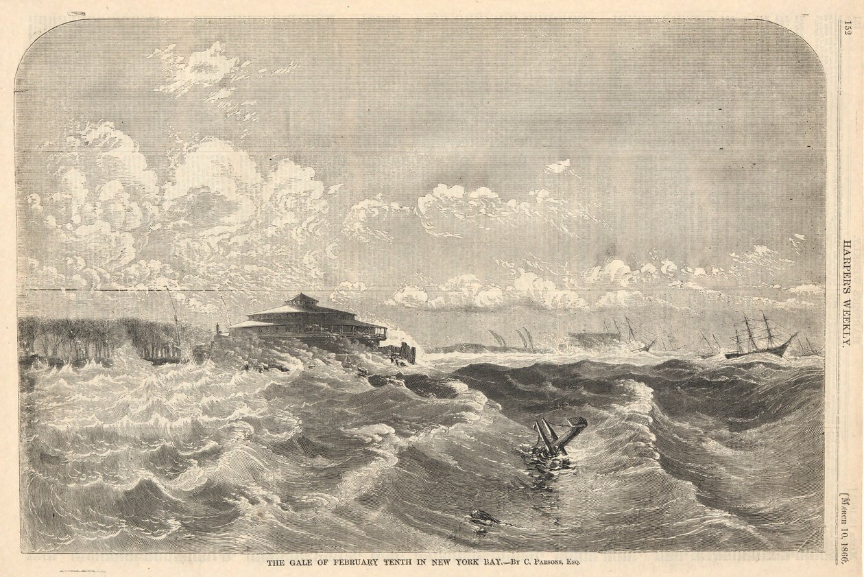 Bouře desátého února v New York Bay od Charles Parsons