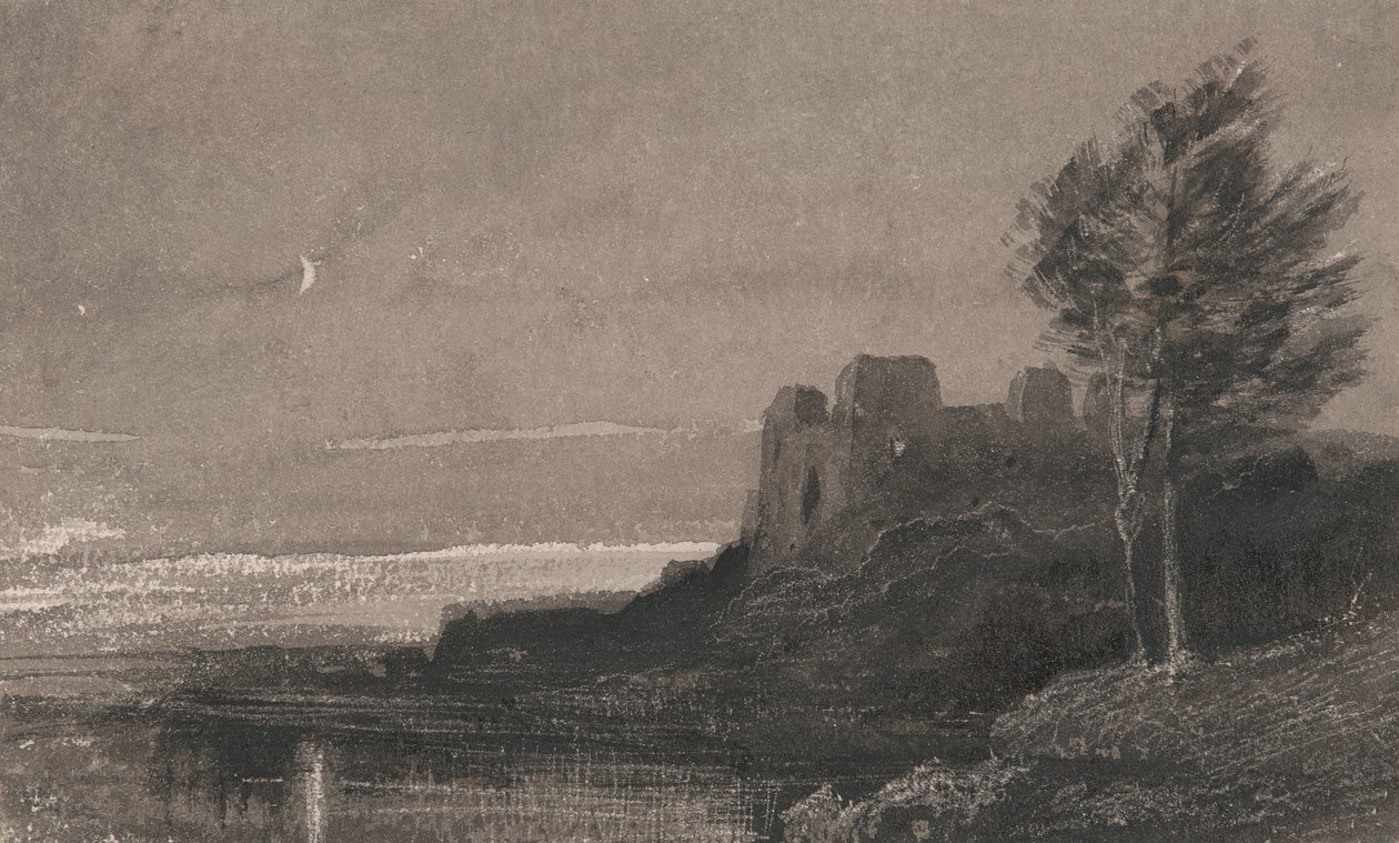 Hrad na břehu za měsíčního svitu od Charles Parsons Knight