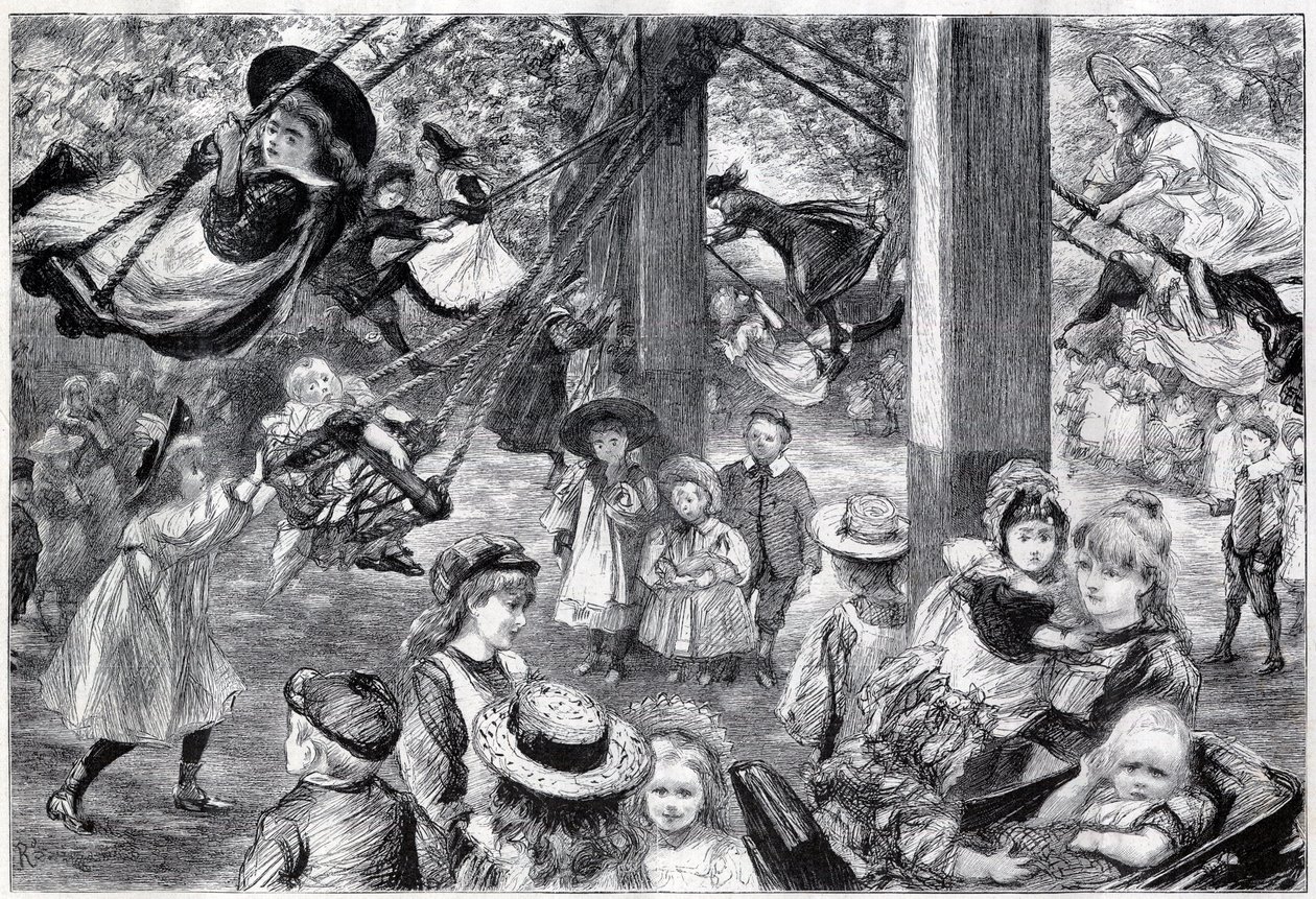 Dětská tělocvična pod širým nebem v Battersea Park v Londýně - 1898 - nakreslený ze života Paulem Renouardem od Charles Paul Renouard
