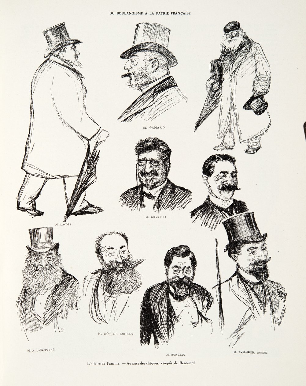 Aféra Panamy - V zemi šeků, skica Renouarda, z Histoire de la Troisieme Republique, sv. I, Politické dějiny, nakl. 1933 od Charles Paul Renouard