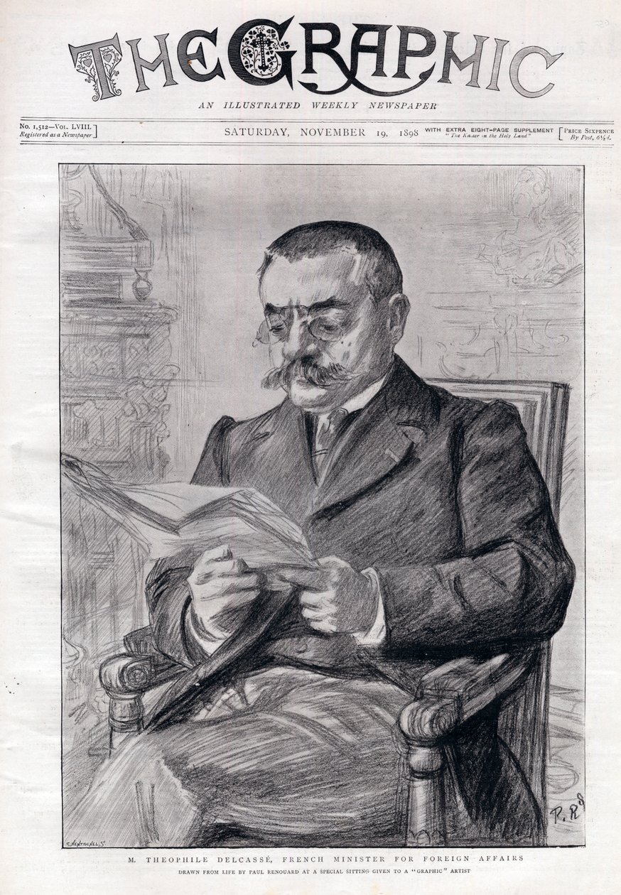 Portrét Theophila Delcasse (1852-1923), francouzského politika a ministra zahraničních věcí. od Charles Paul Renouard