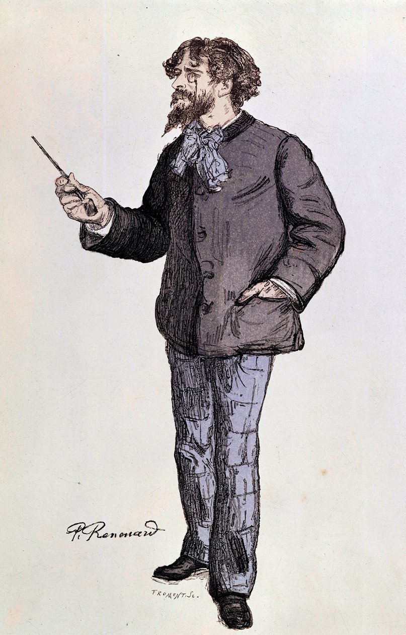 Portrét spisovatele Alphonse Daudeta (1840-1897) Ilustrace Paula Renouarda 19. století Soukromá sbírka od Charles Paul Renouard