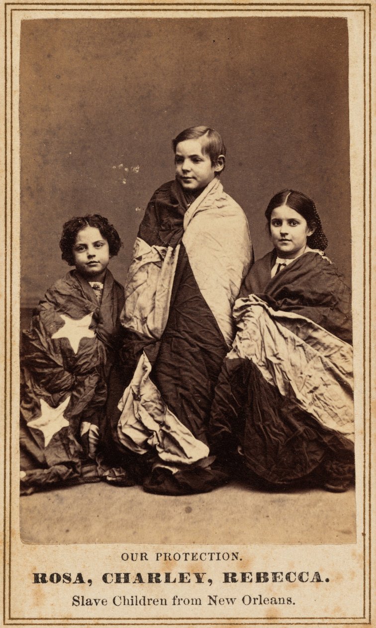 Naše ochrana. Rosa, Charley, Rebecca. Děti otroků z New Orleans.,1864 (foto) od Charles Paxson