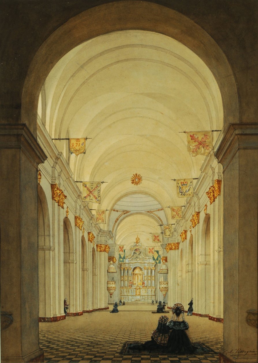 Interiér katedrály v Buenos Aires od Charles Pellegrini