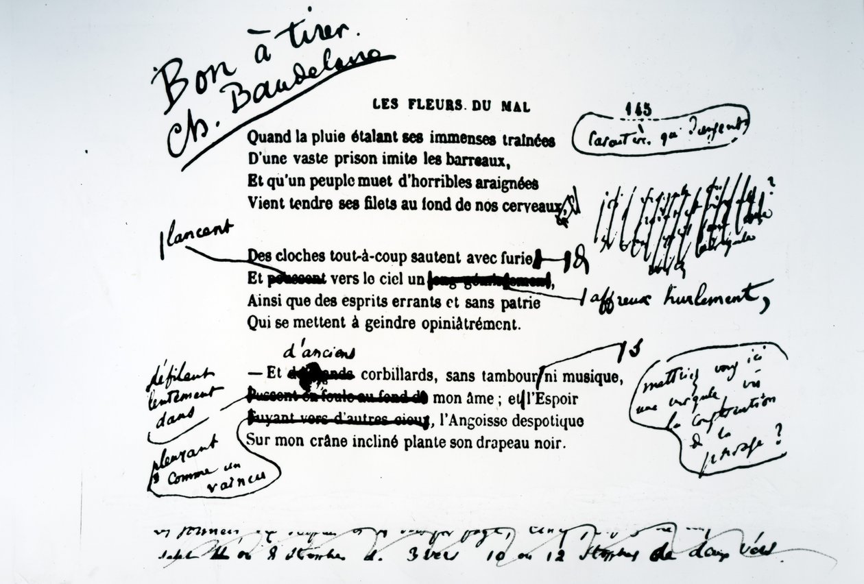 Opravený důkaz Květů zla od Charles Pierre Baudelaire