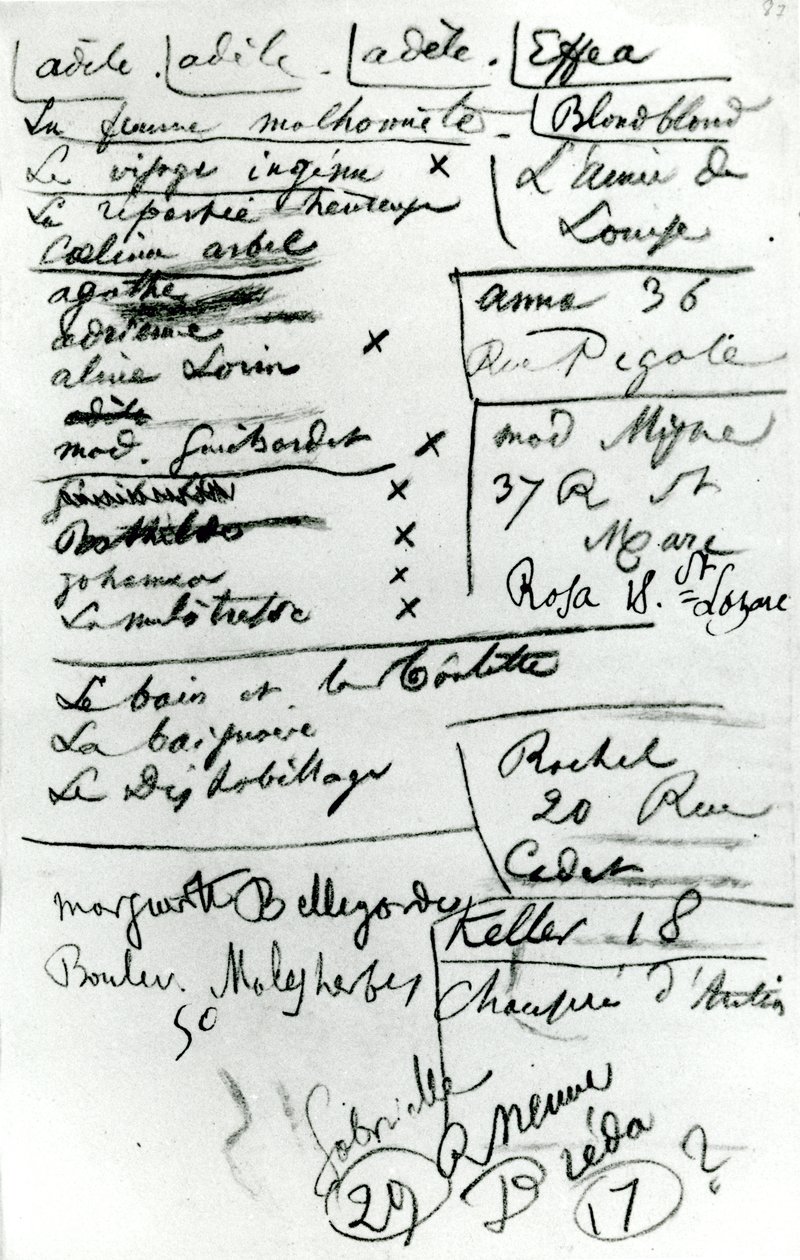 Stránka sešitu (tužka na papíře) (černobílá fotografie) od Charles Pierre Baudelaire