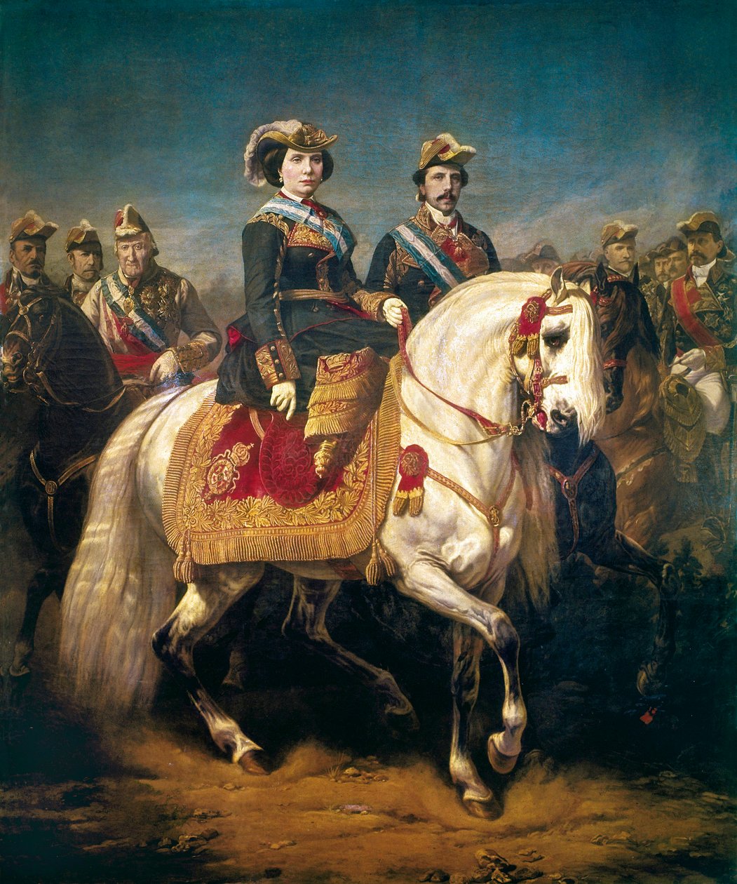 Hodnocení vojenské přehlídky španělskými králi Isabellou II od Charles Porion