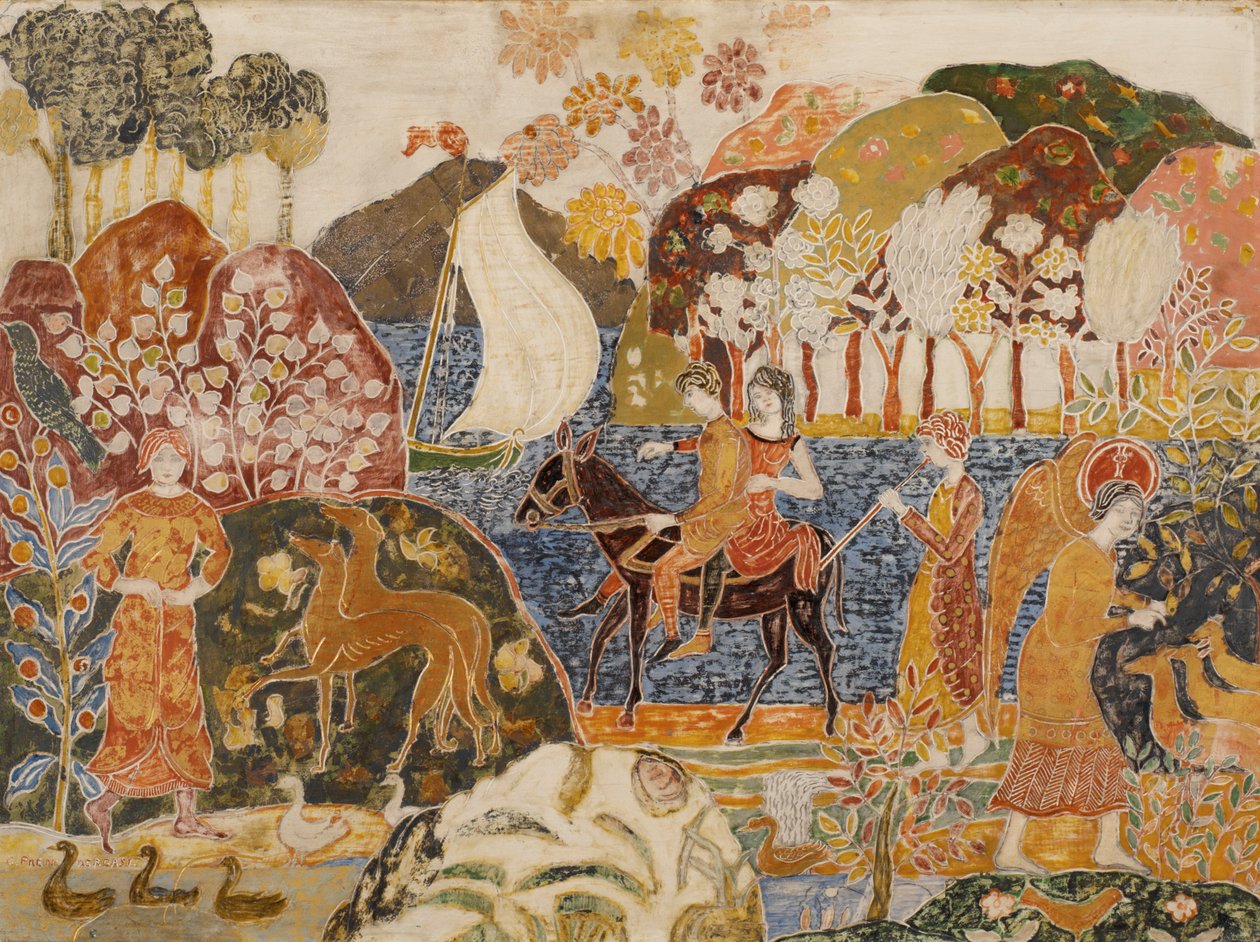 Dvě postavy na mule od Charles Prendergast