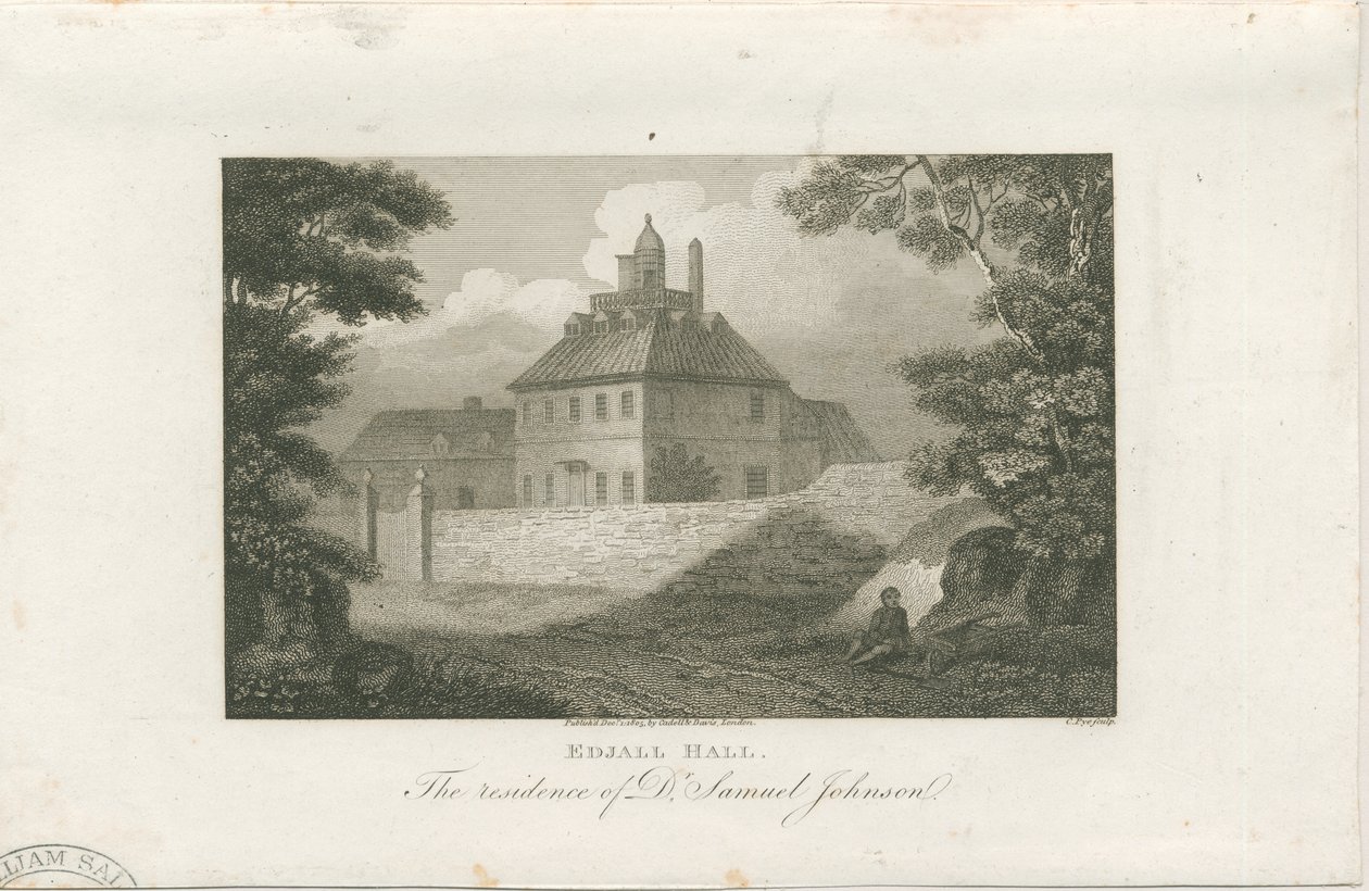 Lichfield - Edial Hall: rytina, nd [c 1805] (tisk) od Charles Pye