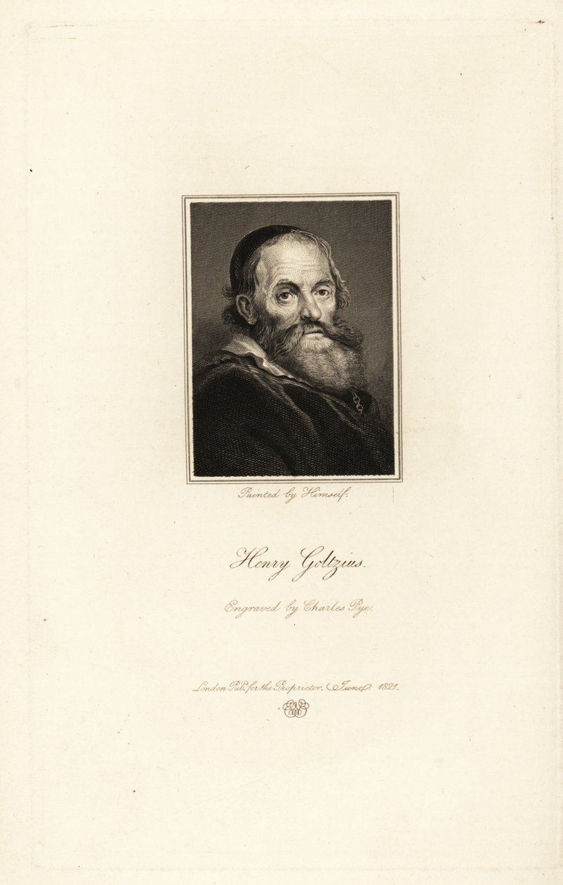 Portrét Hendricka Goltziuse, holandského grafika, kreslíře a malíře německého původu od Charles Pye