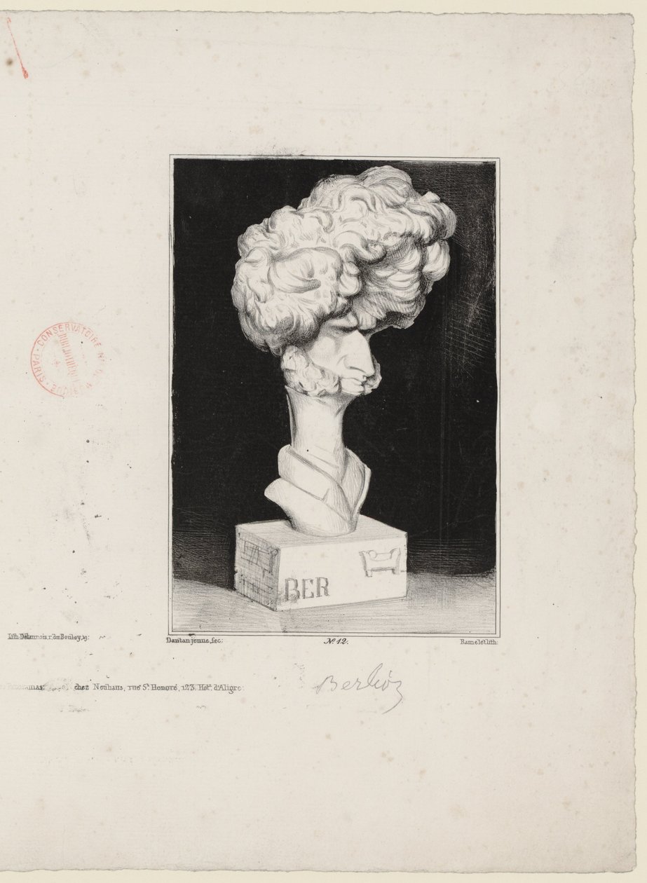 Hector Berlioz od Charlese Rameleta (1805-1851) po bustě Jean-Pierra Dantana (1800-1869) od Charles Ramelet