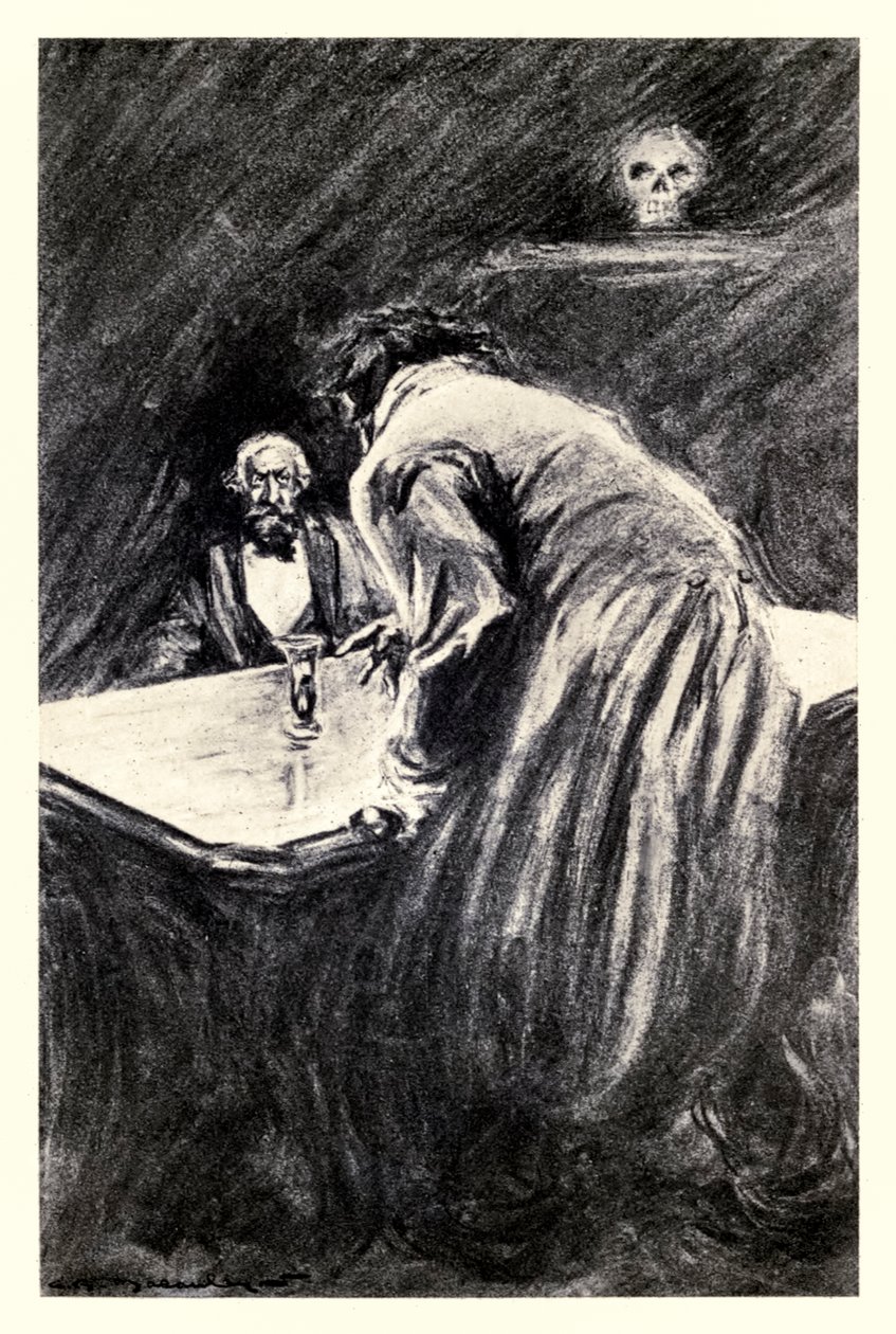 Dovolíte mi vzít tuto sklenici do ruky“ z „Podivného případu doktora Jekylla a pana Hyda“ od Roberta Louise Stevensona (1850-1894) ilustrovaného Charlesem Raymondem Macauleyem (1871-1934) od Charles Raymond Macauley
