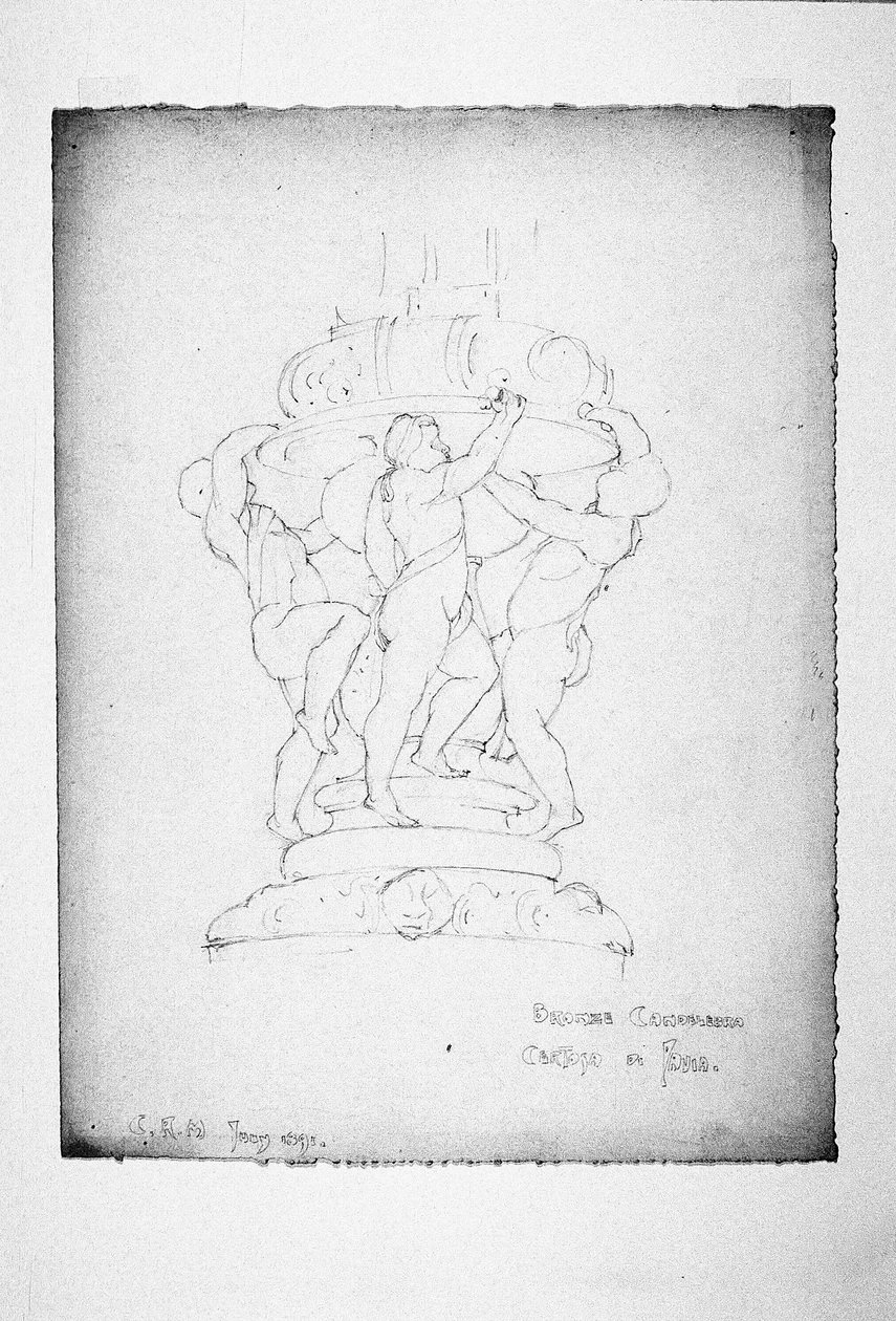Bronzový svícen, Certosa di Pavia od Charles Rennie Mackintosh