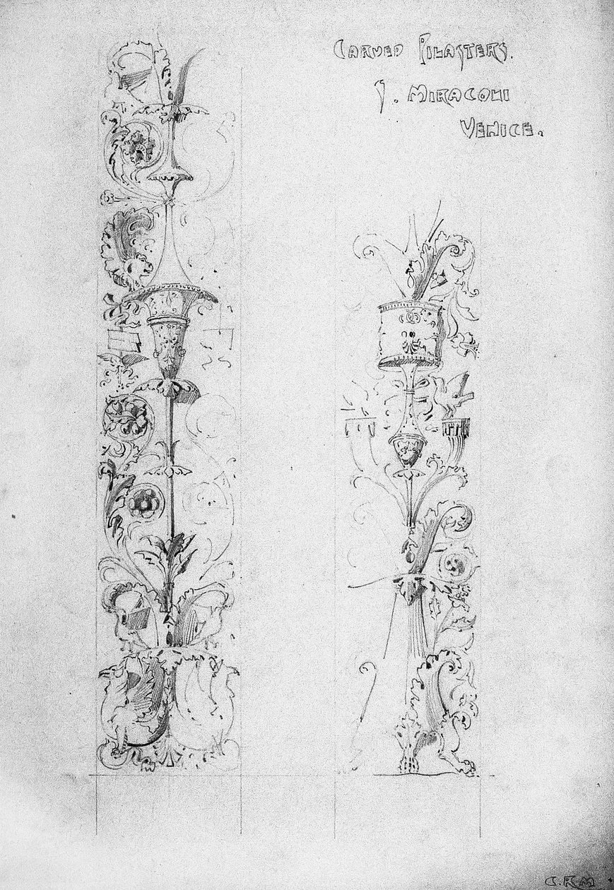 Vyřezávané pilastry, S. Miracoli, Benátky, 1891 od Charles Rennie Mackintosh