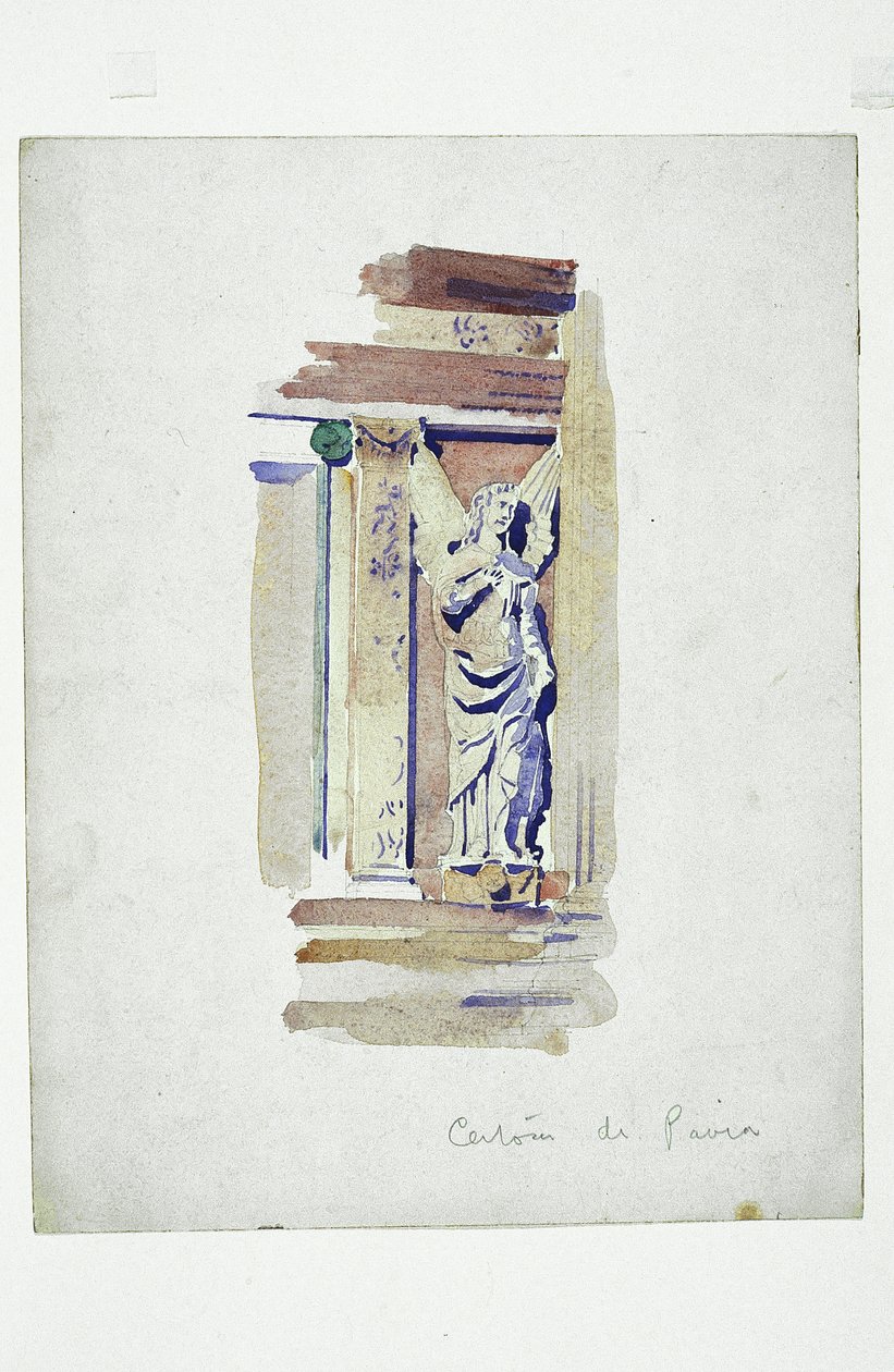 Certosa di Pavia (studie vytesaného anděla), 1891 (tužka a akvarel na papíře) od Charles Rennie Mackintosh