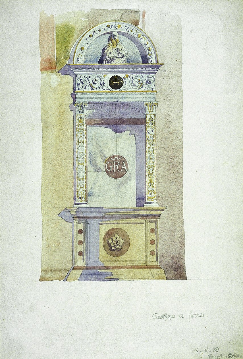Certosa di Pavia, památník, 1891 (akvarel na papíře) od Charles Rennie Mackintosh