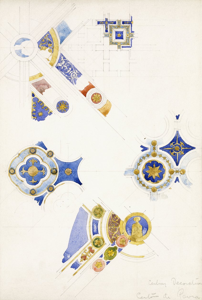 Certosa di Pavia, studie stropní výzdoby, 1891 od Charles Rennie Mackintosh