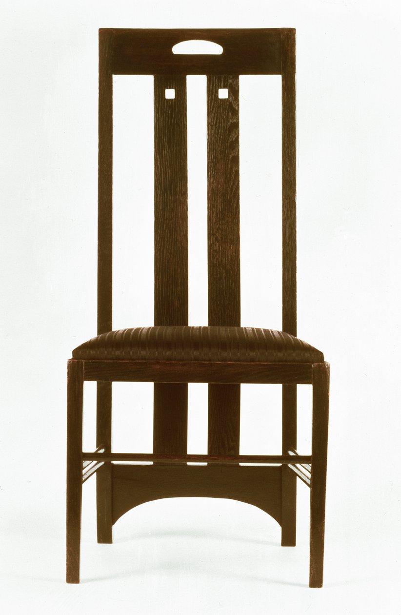 Židle pro bílou jídelnu, čajovny Ingram Street (dubové dřevo) od Charles Rennie Mackintosh