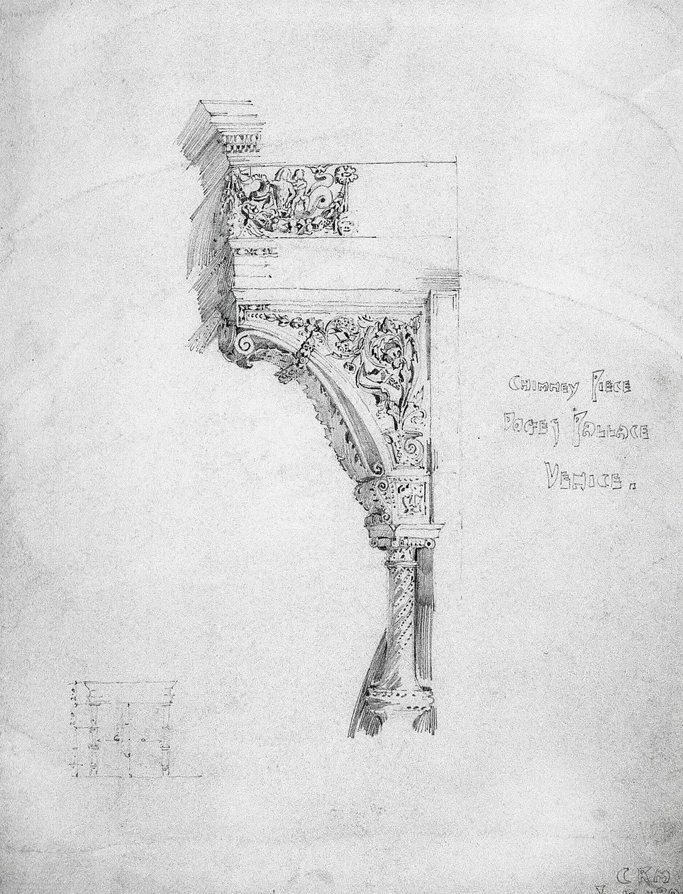 Komínový kus, Dóžecí palác, Benátky, 1891 od Charles Rennie Mackintosh