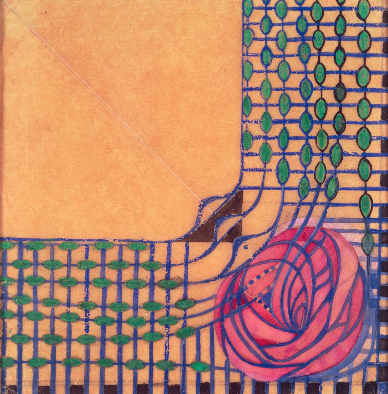 Návrh na potištěný textil (akvarel) od Charles Rennie Mackintosh
