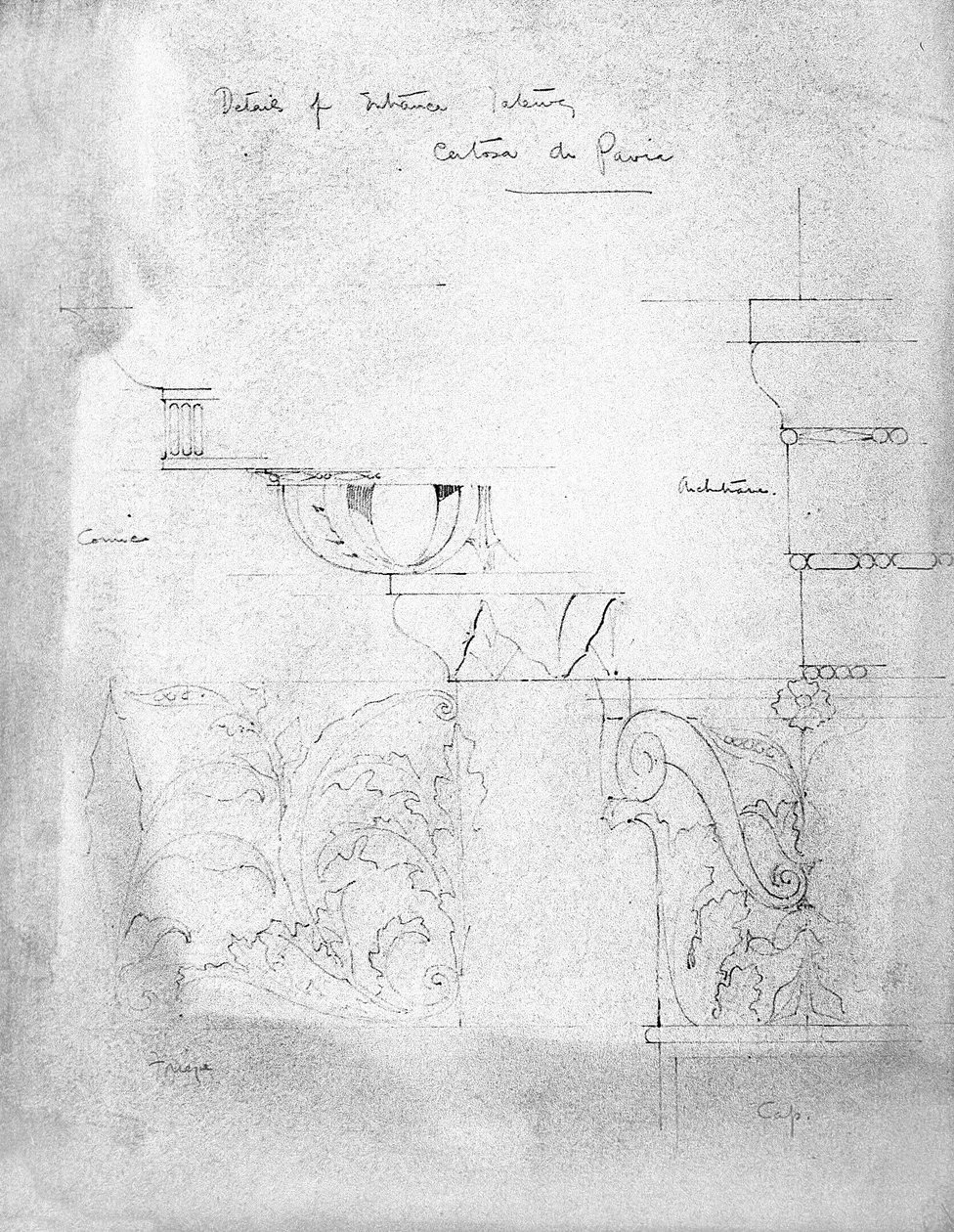 Detaily vstupní brány, Certosa di Pavia, 1891 od Charles Rennie Mackintosh