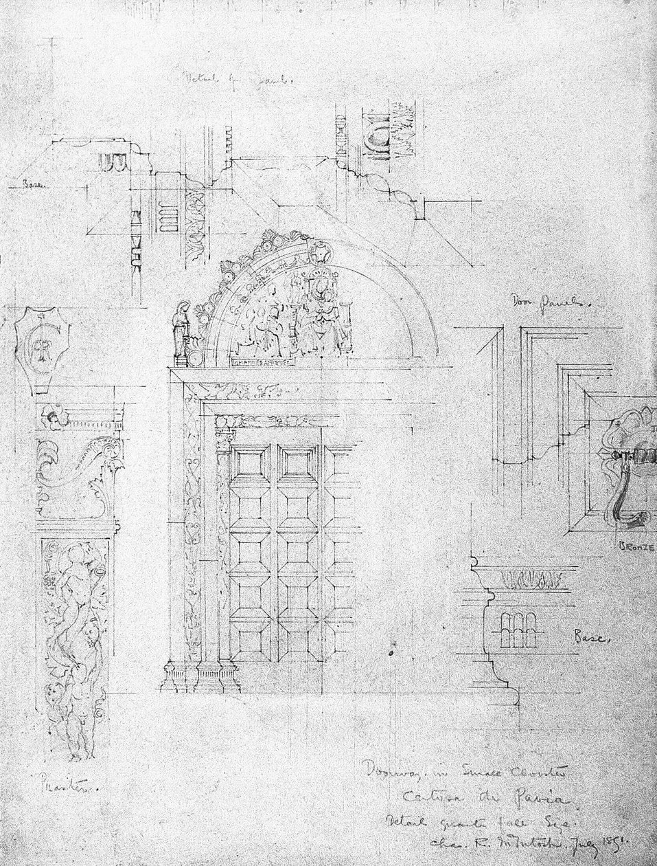 Dveře v Malém klášteře, Certosa di Pavia, 1891 od Charles Rennie Mackintosh